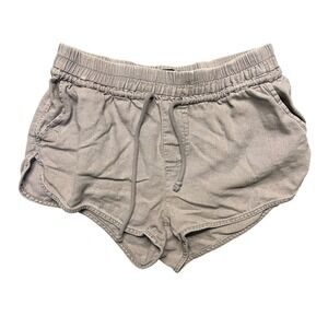 Rewash Gray Linen Blend Elastic Waist Shorts Medium Boho Cozycore Loungewear